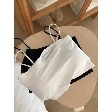 冰絲小吊帶背心美背女短款內搭抹胸打底上衣帶胸墊一體文胸夏薄款