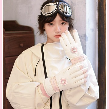 【萌趣觸屏】三麗鷗滑雪手套 HelloKitty手套 保暖手套 冬季手套 騎行手套 加厚絨內裡 可觸屏設計 防風防水 女款保暖