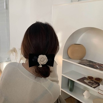 玫瑰發夾經典小香法式大蝴蝶結山茶花劉海夾發圈韓國發飾頭飾少女