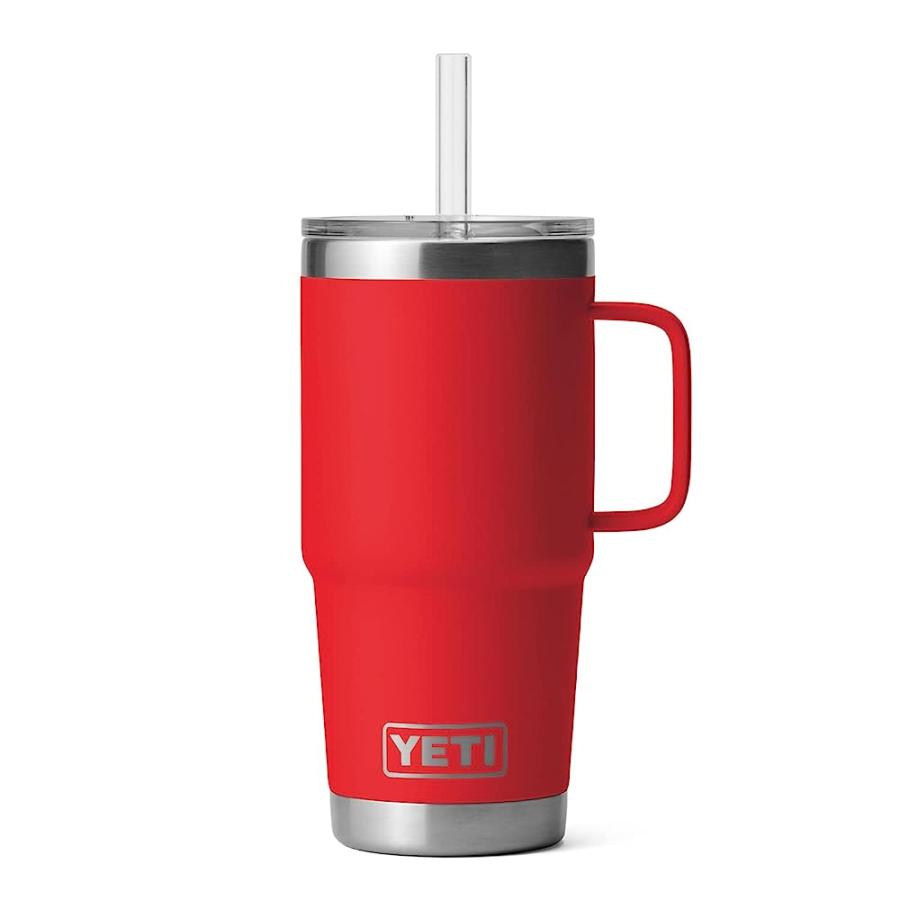 YETI RAMBLER 25 OZ STRAW MUG, VACUUM INSULATED, STAINLESS STEEL, RESCUE RED