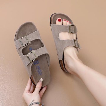 桑諾貝克平底休閑真皮軟木男女鞋