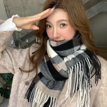 🔥3件8折🍊臺北出貨🍊可開發票英倫風格子圍巾女冬季高級感時尚百搭仿羊絨圍巾學生保暖披肩圍脖