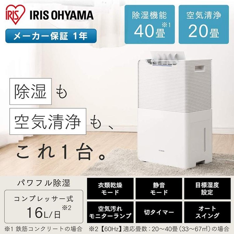 除湿器 空気清浄機 空気清浄機能付除湿器 ホワイト PD-A140-W 除湿器