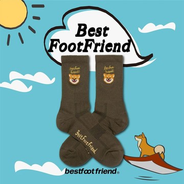 BEST FOOT FRIEND BF23005-OV SHIBA INU 柴犬 BFF 中筒襪 / 小腿襪 (橄欖綠)