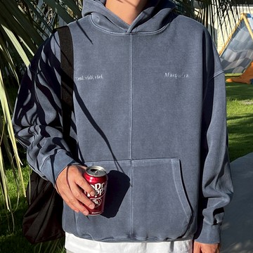 正韓Unisex 堅挺水洗字母刺繡連帽上衣 4色 YUPPIE 預購商品 0923