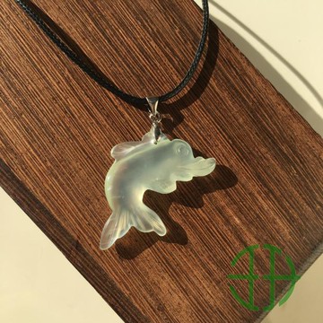 天然玉石岫巖玉冰種民族風小海豚男女情侶吊墜玉佩掛件項鏈玉墜件