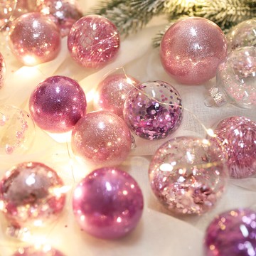 圣誕節馬卡龍珠光球電鍍亮光球彩繪異形球30個裝掛件圣誕樹裝飾球