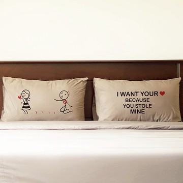 偷走我的心 對枕枕頭套組 男孩遇見女孩系列 白/藍/卡其