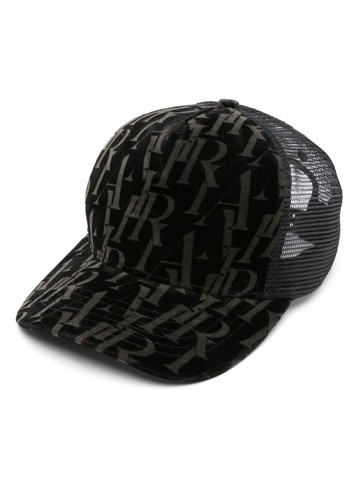AMIRI - monogram velvet baseball cap - men - Cotton/Polyester/Nylon/Spandex/Elastane/Polyurethane/Lyocell - One Size - Black