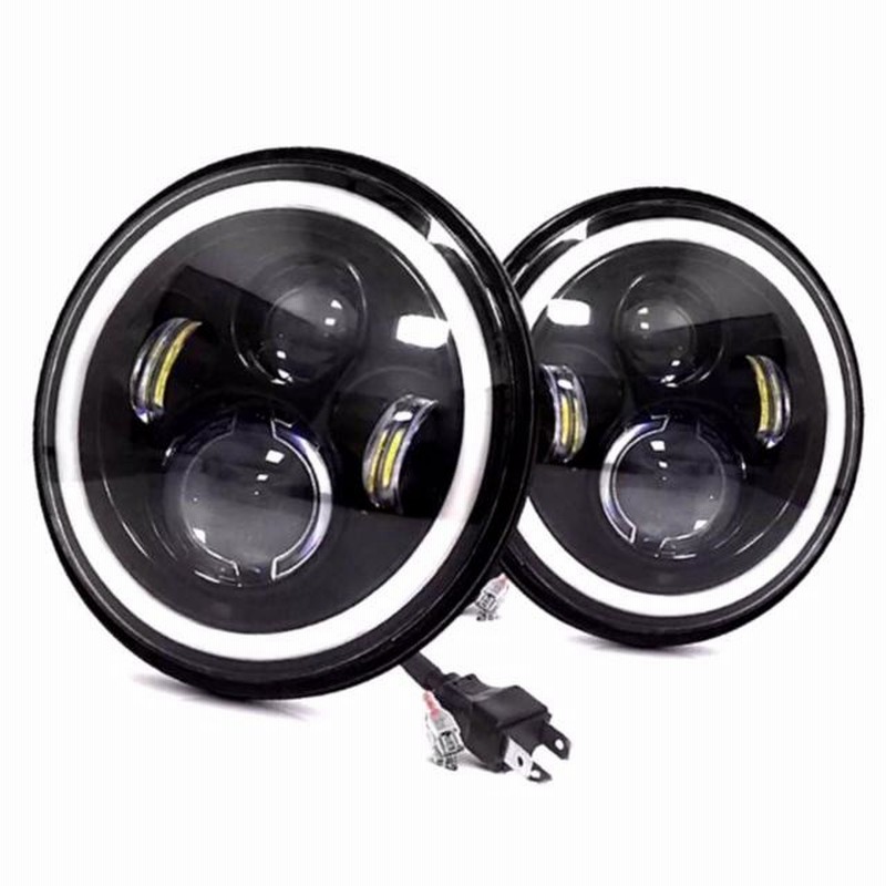 LED プロジェクター ヘッドライト H4 7インチ ウィンカー 汎用 12v 丸目 イカリング エンジェルアイ ハーレー ジムニー ランクル  JEEP SUV ４WD 旧車 | LINEショッピング