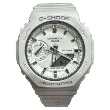 CASIO 卡西歐 G-SHOCK 極簡八角雙顯錶 GMA-S2100-7A  白色