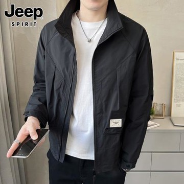 JEEP SPIRIT男士休閑外套春秋季2026潮流痞帥立領工裝上衣夾克男