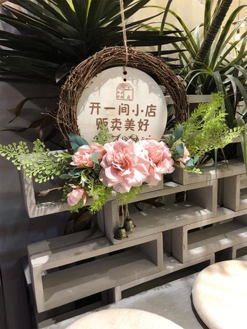 創意餐廳掛件背景牆上掛飾服裝店臥室客廳進門口牆壁遮丑歡迎花環