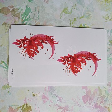 台灣現貨 貓熊繽雰 血月鬼怪萬聖節 地獄中華街原創森系國風個性潮酷少女祥雲裝飾紅彼岸花紋身貼 性感鎖骨腳踝古風曼珠沙華
