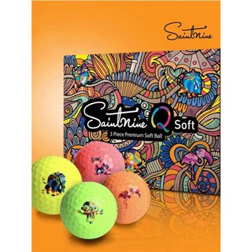 Saintnine高爾夫球三層球盒裝球QSOFT彩球12顆裝遠距離球可印LOGO