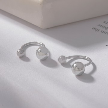 [999足銀]MARIGOLD沉淪月圓轉珠耳環【KMD428】-銀