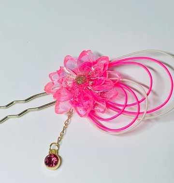 祈願花簪　良緣祈福   利比亞玻璃  水引結飾