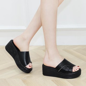 2023夏季新款水鉆裝飾真皮女士一字拖鞋居家外穿百搭簡約休閑女鞋