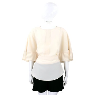 SEE BY CHLOE 百褶寬袖米黃色綁帶上衣