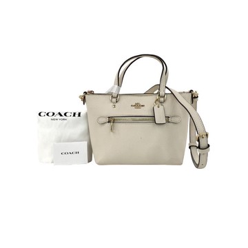 coach白色皮革logo手提包