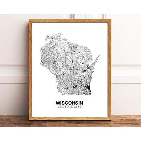 Eleville 18X24 Unframed Wisconsin United States Country View Abstract Road Modern Map Art Print Canvas Poster Wall Office Home Decor Minimalist Line A