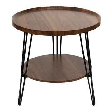 FamilyLife 生活 木冶山居 Carmel鍛鑄雙層圓形茶几 直徑60公分 E1級環保密度板  白橡木