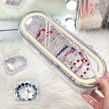 🥇隔日達出💎手串收納盒透明亞克力水晶串珠手鐲專用密封盒防氧化便攜首飾盒