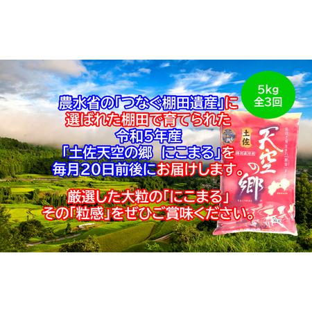 ふるさと納税 ★令和5年産★2010年・2016年 お米日本一コンテスト inしずおか 特別最高金賞受賞土佐天空の郷　にこまる　5kg　毎月お届け全3回 高知県本山町