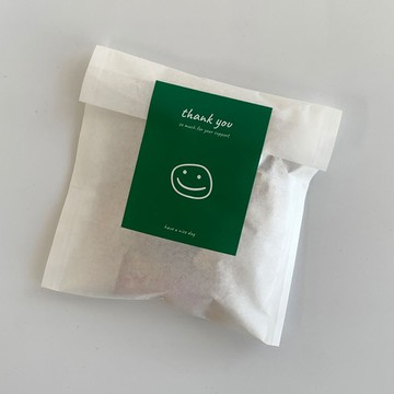 Tina Picnic 微笑長方形感謝禮物包裝貼紙  綠色  250個