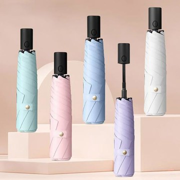 【享生活】節節收安全自動傘(透明柄) 晴雨兩用傘 〔多色/附收納袋〕
