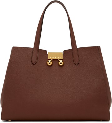 Marni 酒红色中号 Trunkaroo 托特包