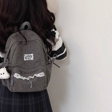 ✨ 韓國爆款 ✨書包ins學生可愛少女星星蝴蝶結燈芯絨雙肩包大容量百搭揹包