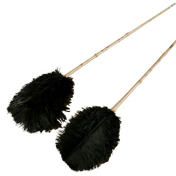 中華筆莊 斑竹鴕鳥羽毛扇-長桿約58~62cm