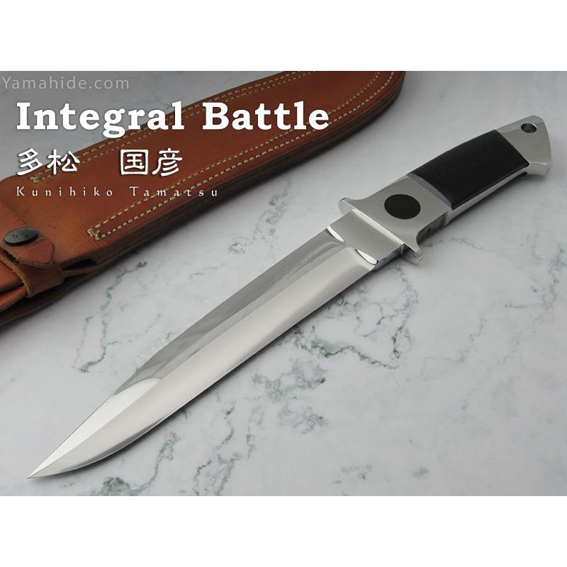 多松 国彦 作 0072 インテグラル・バトルナイフ   ATS-34 ブラックリネンマイカルタ   シースナイフ   Kunihiko Tamatsu Custom Knife