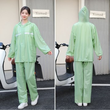 💖快速出貨新款女士軟料雨衣雨褲套裝加厚拉鍊有口袋雙帽檐護臉戶外幹活騎行