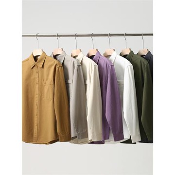 重磅日系！復古水洗！外貿男裝秋冬季翻領口袋休閑長袖襯衫襯衣潮