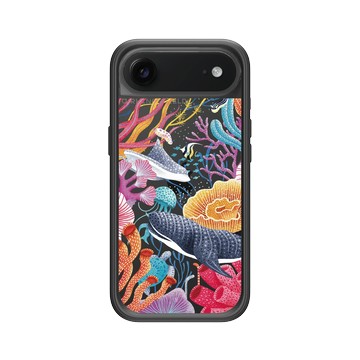 iPhone Air Mod NX -邊框背蓋組合 (相機按鈕) 黑 - Ocean Collection: Let's Sea 海洋系列：一路向海 - 海底花花世界（鯨鯊版）