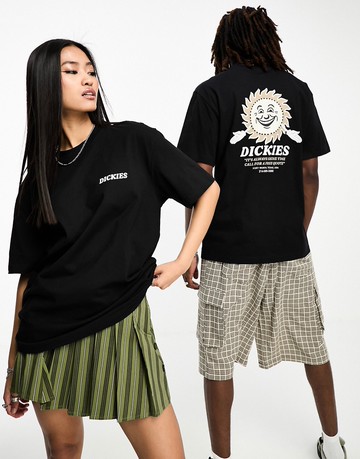 Dickies fair oaks sunshine back print t-shirt in black resort pack exclusive to asos
