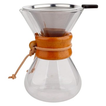 Homely Zakka 咖啡時光手沖式玻璃咖啡壺 263g  手沖咖啡壺 + 濾網  1個