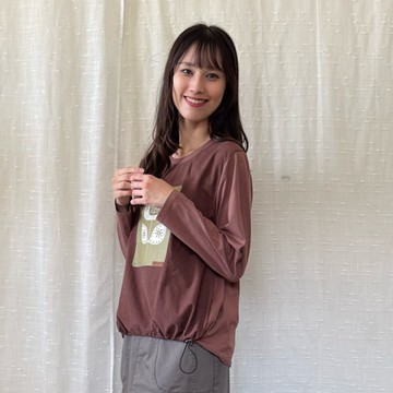 日系簡約印花長袖上衣