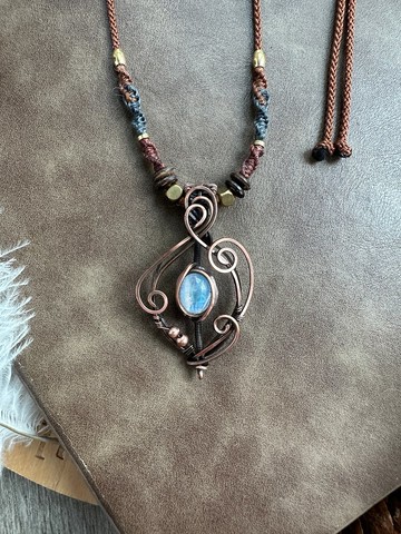 WW322 全手工編織 繞純銅線 wire wrap 月光石吊咀