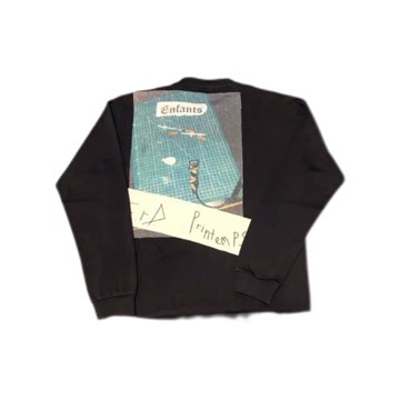 ERD憂郁的富二代高街水洗長袖衛衣T恤手工切割毛邊拼貼手繪復古潮