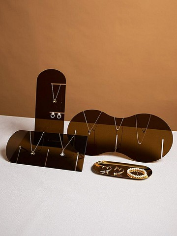 飾品展示 飾品收納 首飾展示 首飾收納 亞克力飾品陳列展示道具店鋪柜臺創意棕色亞克力板項鏈架子首飾架