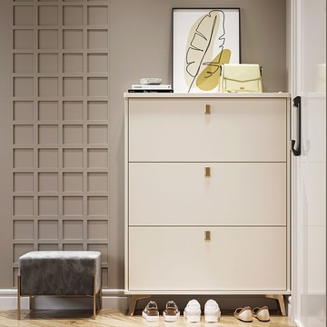 公司貨免運 附發票 喬師傅奶油風翻斗鞋柜家用門口大容量玄關柜門廳簡易收納鞋架簡易-快速出貨