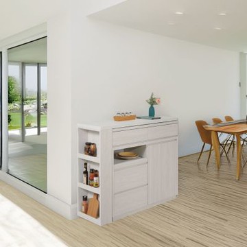 文創集 米利安4尺可伸縮變化中島餐桌櫃組合-120x40x104cm免組