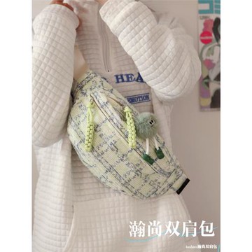 秋冬小清新格子胸包女日系ins 輕便百搭少女腰包學生斜挎包手機包
