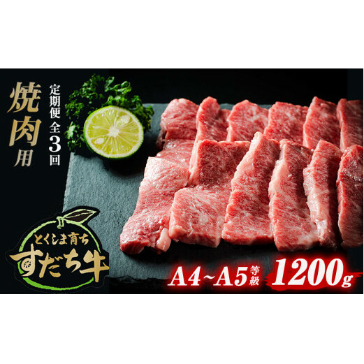 定期便 3回お届け すだち牛 黒毛和牛 （ 焼肉用 ） 1.2kg