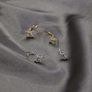 花朵耳釘女999純銀精致超仙氣質鋯石耳環養耳洞放過敏耳飾