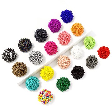 波西米亞手工樹脂珠耳釘 夸張米珠耳環 民族風時尚百搭女耳飾品