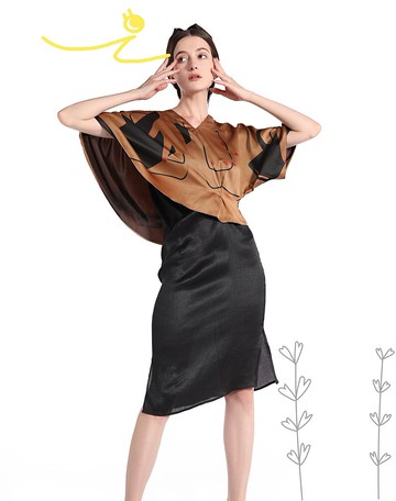 香云紗連衣裙絲綢洋裝新中式旗袍設計師原創客製  夏季的風和音樂